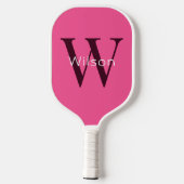 Raquette De Pickleball Monogramme rose mou et fille simple Initiale et no (Verso)