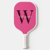 Raquette De Pickleball Monogramme rose mou et fille simple Initiale et no (Recto)