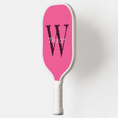 Raquette De Pickleball Monogramme rose mou et fille simple Initiale et no (Gauche)