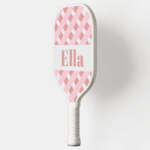 Raquette de Pickleball Monogramme Rose Pâle Rayée (Gauche)