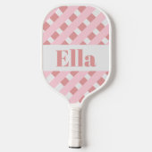 Raquette de Pickleball Monogramme Rose Pâle Rayée (Verso)