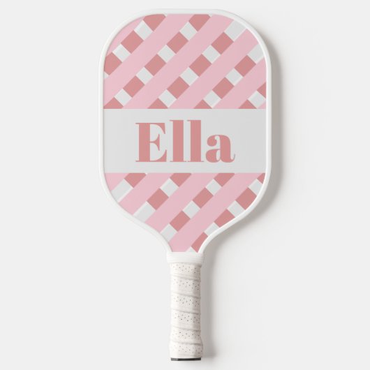 Raquette de Pickleball Monogramme Rose Pâle Rayée (Recto)
