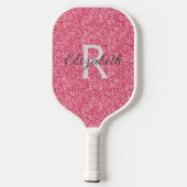 Raquette De Pickleball Monogramme rose Parties scintillant gris étincelle (Verso)