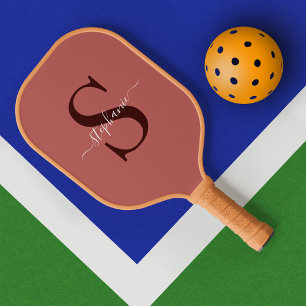 Raquette De Pickleball Monogramme rouge Premier prénom simple