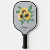 Raquette De Pickleball Monogramme rustique floral de tournesol (Verso)