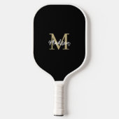 Raquette De Pickleball Monogramme Sable noir moderne (Verso)