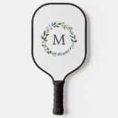 Raquette De Pickleball Monogramme Sage Vert Feuille Verdure couronne (Verso)