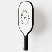 Raquette De Pickleball Monogramme Sage Vert Feuille Verdure couronne (Gauche)