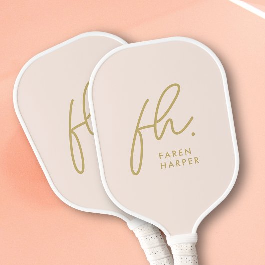 Raquette De Pickleball Monogramme Script Moderne Fille
