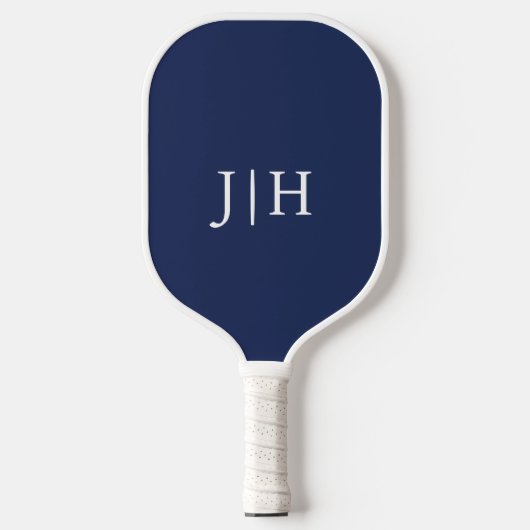 Raquette De Pickleball Monogramme simple classique marine/blanc minimalis (Recto)