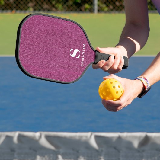 Raquette De Pickleball Monogramme Simple Moderne Imprimé Denim Orchidée (Insitu)