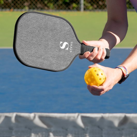 Raquette De Pickleball Monogramme Simple moderne Lt Grey Denim Imprimer (Insitu)