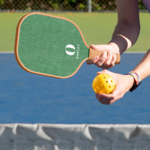 Raquette De Pickleball Monogramme Simple Moderne Printemps Vert Denim Imp