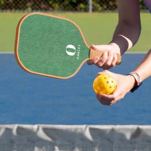 Raquette De Pickleball Monogramme Simple Moderne Printemps Vert Denim Imp (Insitu)