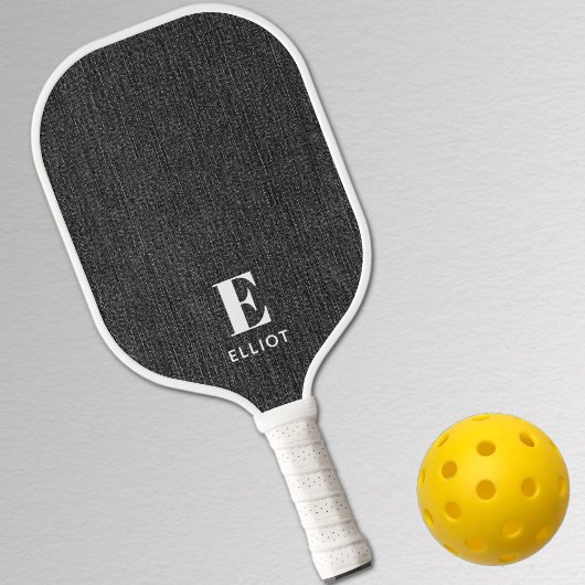 Raquette De Pickleball Monogramme Simple Noir et Blanc Denim Imprimer