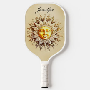 Raquette De Pickleball Monogramme solaire céleste rétro Zodiac