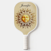 Raquette De Pickleball Monogramme solaire céleste rétro Zodiac (Recto)