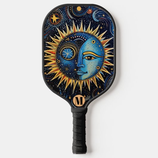 Raquette De Pickleball Monogramme Système solaire céleste (Recto)