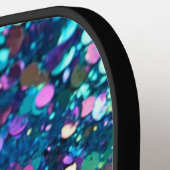 Raquette De Pickleball Monogramme turquoise à étincelle de Parties scinti (Détail gauche)