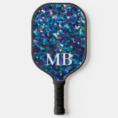 Raquette De Pickleball Monogramme turquoise à étincelle de Parties scinti (Recto)