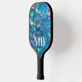 Raquette De Pickleball Monogramme turquoise Holographique Parties scintil (Gauche)
