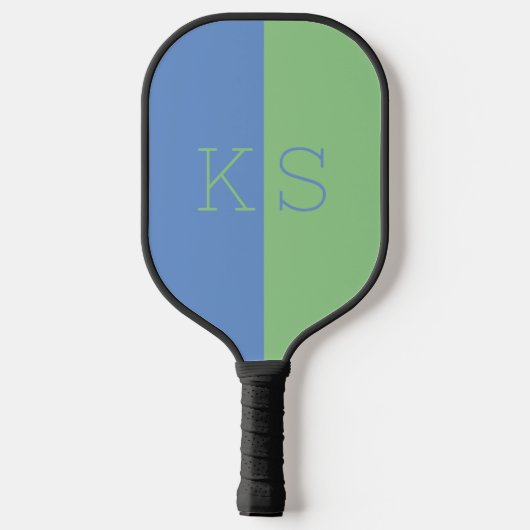Raquette De Pickleball Monogramme vert bleu foncé moderne (Verso)