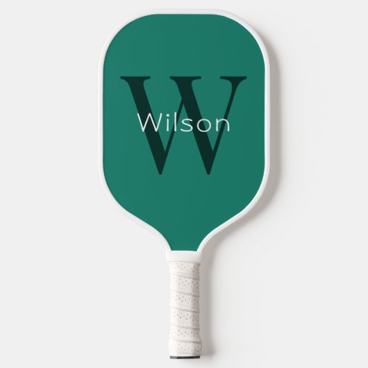 Raquette De Pickleball Monogramme vert de base initial et nom (Recto)