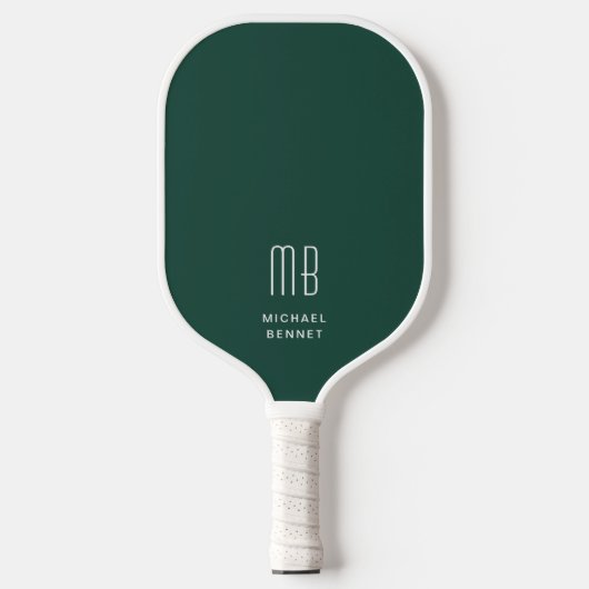 Raquette De Pickleball Monogramme vert émeraude moderne (Recto)