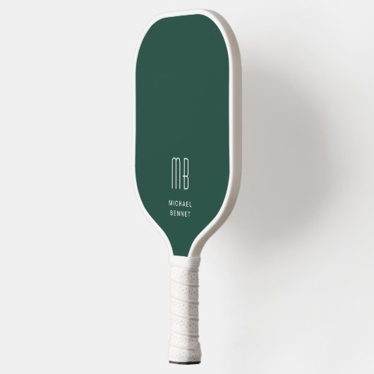 Raquette De Pickleball Monogramme vert émeraude moderne (Gauche)