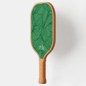 Raquette De Pickleball Monogramme vert Feuille tropicaux (Gauche)