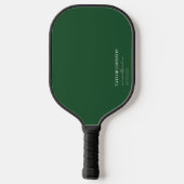 Raquette De Pickleball Monogramme vert foncé simple/basique Nom + Contact (Verso)
