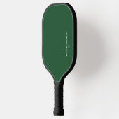 Raquette De Pickleball Monogramme vert foncé simple/basique Nom + Contact (Gauche)