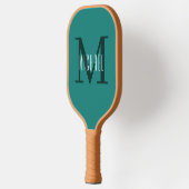 Raquette De Pickleball Monogramme vert simple Initiale et prénom (Gauche)