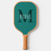 Raquette De Pickleball Monogramme vert simple Initiale et prénom (Verso)