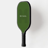 Raquette De Pickleball Monogramme vert simple moderne (Gauche)