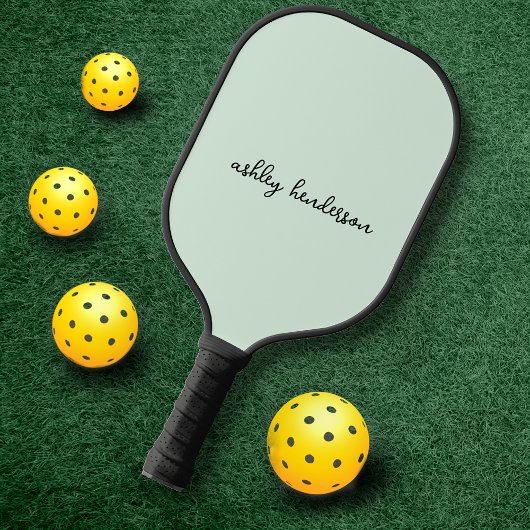 Raquette De Pickleball Monogramme vert simple Nom complet