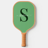 Raquette De Pickleball Monogramme vert simple Nom initial (Verso)