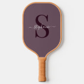 Raquette De Pickleball Monogramme violet de base initial + nom (Recto)