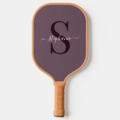 Raquette De Pickleball Monogramme violet de base initial + nom (Verso)