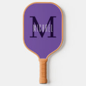 Raquette De Pickleball Monogramme violet simple Initiale & Nom (Recto)