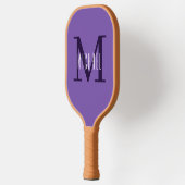 Raquette De Pickleball Monogramme violet simple Initiale & Nom (Gauche)