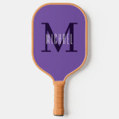 Raquette De Pickleball Monogramme violet simple Initiale & Nom (Verso)