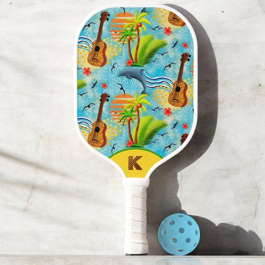 Raquette De Pickleball Monogrammed Tropical paradis lumineux