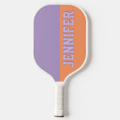 Raquette De Pickleball Monogrammes Ajouter votre nom Purple & Orange (Verso)