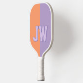 Raquette De Pickleball Monogrammes Ajouter votre nom Purple & Orange (Gauche)