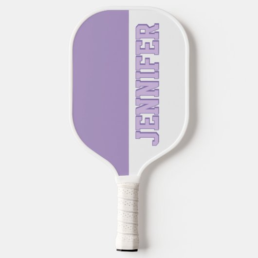 Raquette De Pickleball Monogrammes Ajouter votre nom Purple & White (Verso)