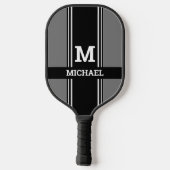 Raquette De Pickleball Monogrammes et nom, Gris et Gris (Verso)