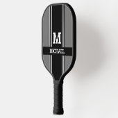 Raquette De Pickleball Monogrammes et nom, Gris et Gris (Gauche)