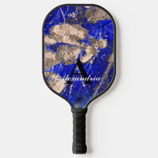 Raquette De Pickleball Monographie Abstraite Lapis Lazuli Granite Bleu (Recto)