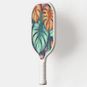 Raquette De Pickleball Monstera Tropical Aquarelle Verdure Palm Feuilles (Gauche)
